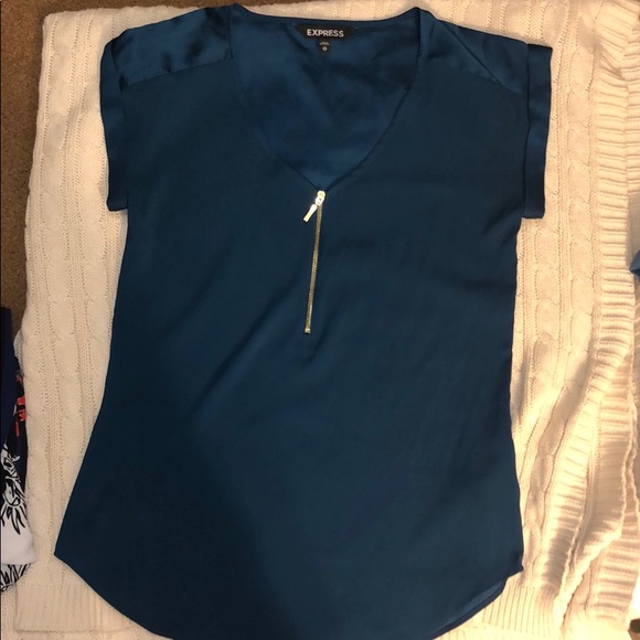 Express Tops - Express Silky Zip Front Gramercy Tee